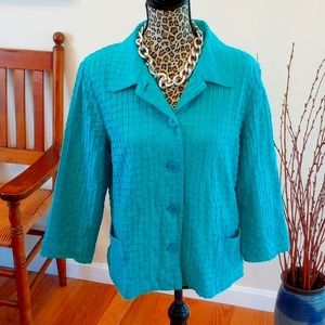 Chico's Ladies 3/4 Sleeve Jacket Size:1 Medium Color:Teal